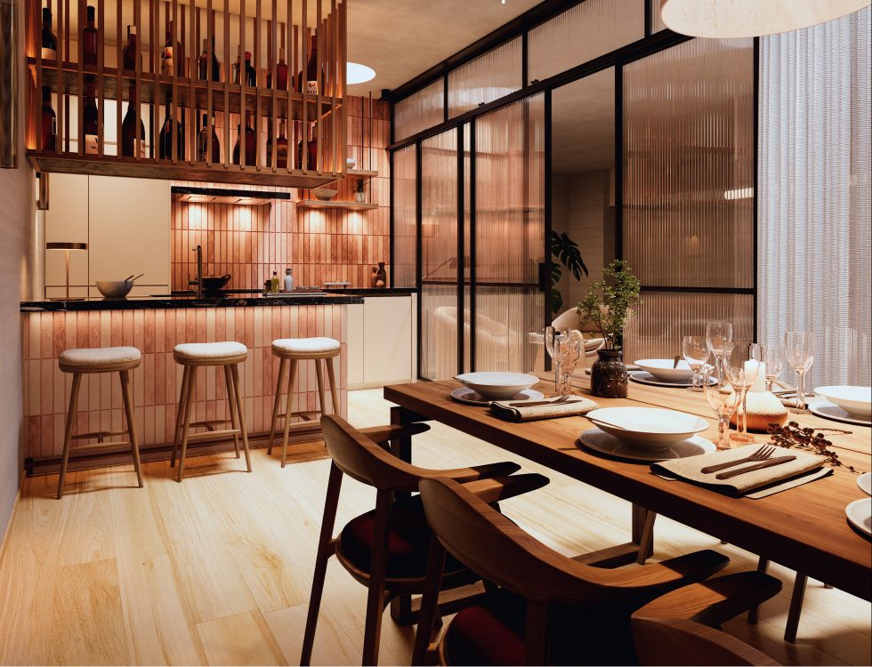 Private dining and kitchen